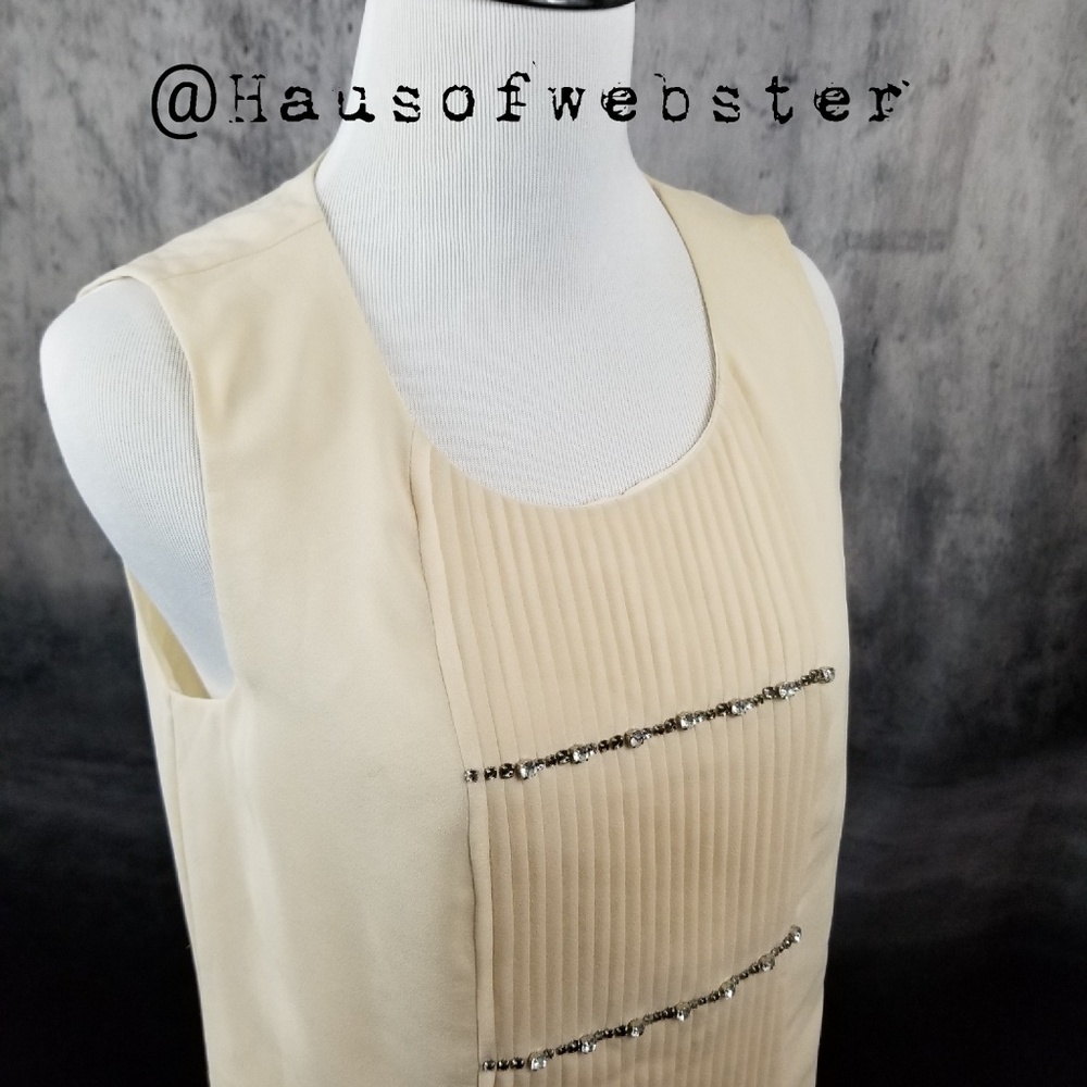 [J Crew] front pleated rhinestone sleeveless top